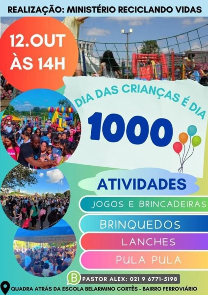 HOJE> Ministério Reciclando Vidas Promove Grande Evento no Dia das Crianças