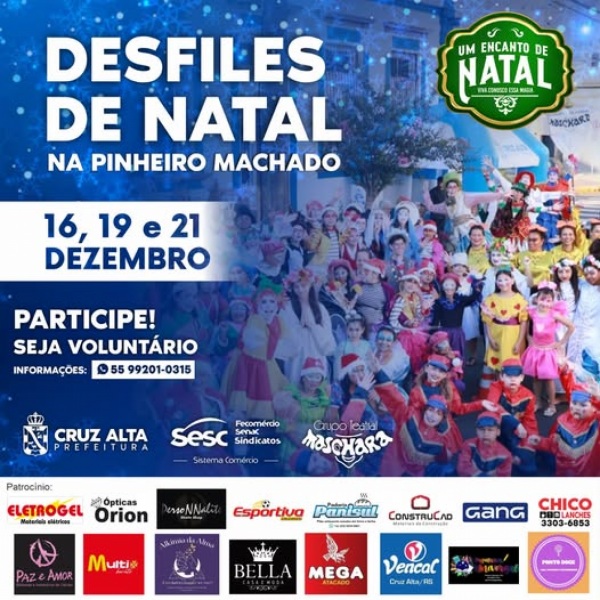 UM ENCANTO DE NATAL> Dia 16 tem desfile de Natal com descida na Pinheiro