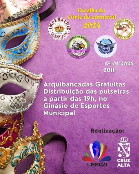 ESCOLHA DA CORTE DO CARNAVAL 2024: Evento é hoje no Ginásio Municipal