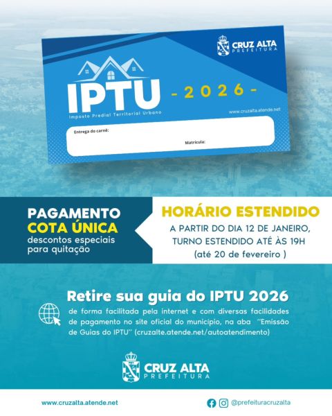 Prefeitura inicia emissão do IPTU 2026 com horário de atendimento estendido