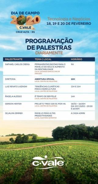 Dia de campo da C.Vale abordará tecnologia e clima 