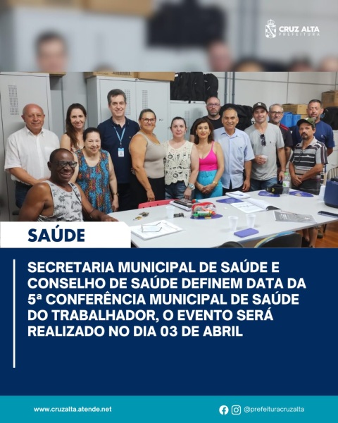 5ª Conferência Municipal de Saúde do Trabalhador será no dia 03 de Abril