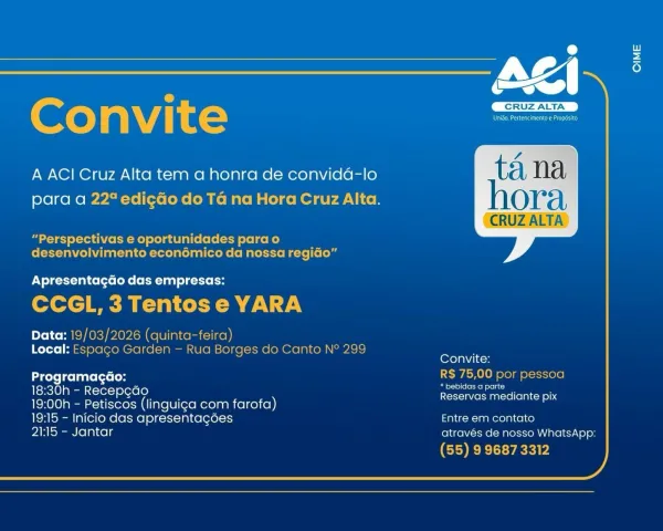 ACI> CCGL, 3 Tentos e YARA são destaques da 22º edição do Tá na Hora Cruz Alta