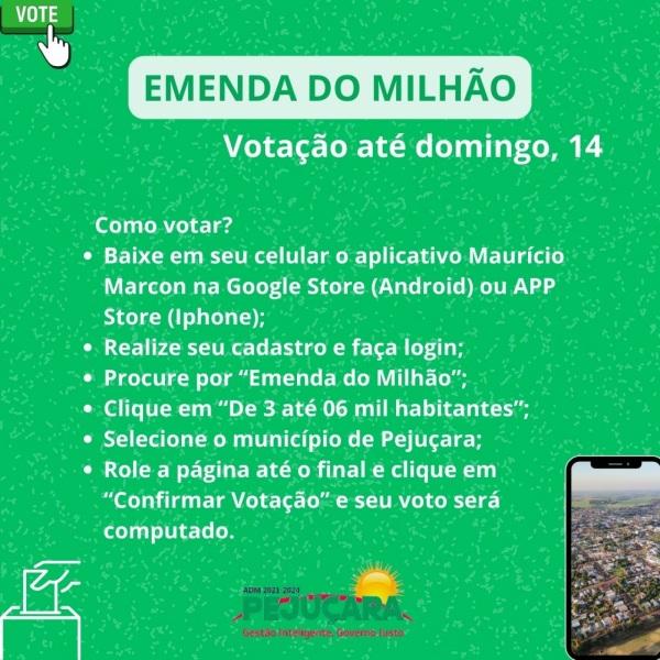 PEJUÇARA: Município disputa o projeto Emenda do Milhão através de votação