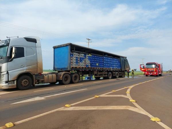 Princípio de Incêndio em Carreta na ERS 342 aciona os Bombeiros na segunda