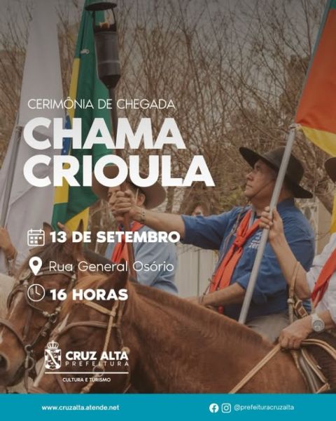 Cruz Alta recebe a Chama Crioula em cerimônia abrindo os Festejos Farroupilhas