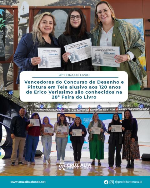 Cruz Alta revela vencedores do concurso de desenho e pintura sobre Erico