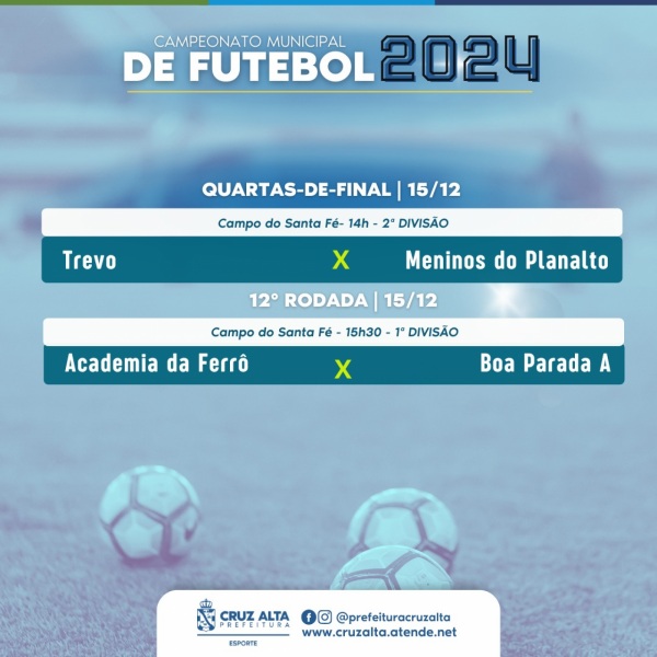 CITADINO DE FUTEBOL DE CAMPO> Domingo dia 15 tem mais dois jogos no Cerfer