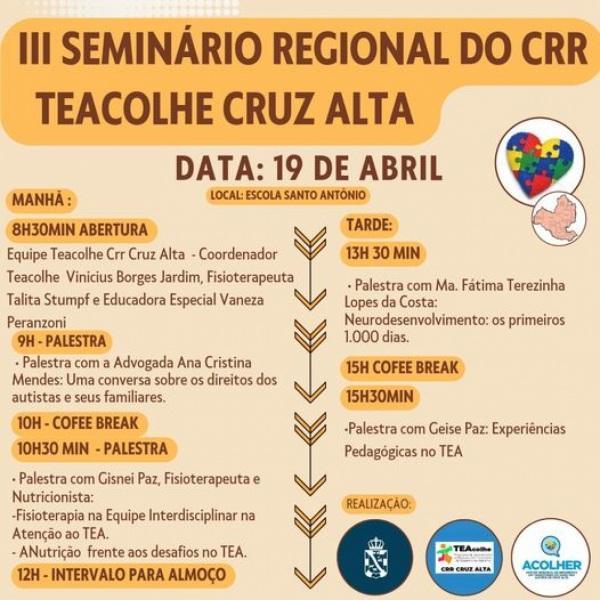3º Seminário Regional do CRR TEAcolhe será realizado na próxima terça-feira