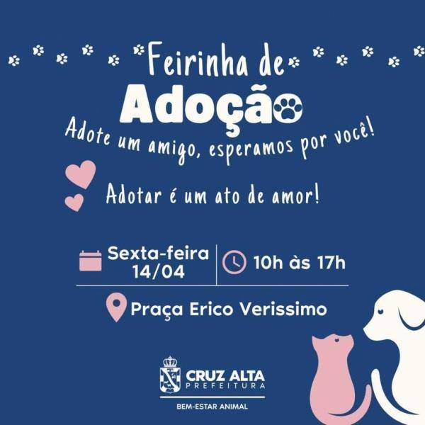 Feirinha de Adoção Animal será nesta sexta na Praça Erico Verissimo