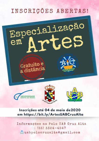 Estão abertas as inscrições para Especialização em Artes no Polo da UAB 