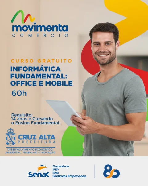 Curso gratuito de informática está com inscrições abertas em Cruz Alta
