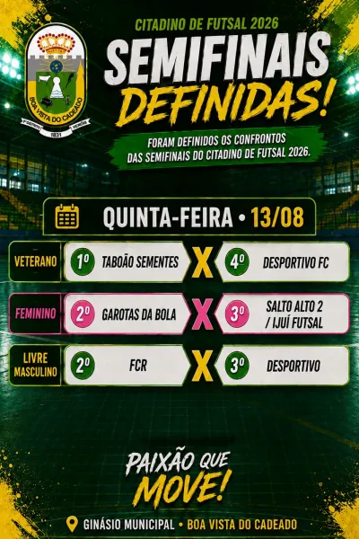 Semifinais do Citadino de Futsal de Boa Vista do Cadeado é nesta quinta-feira