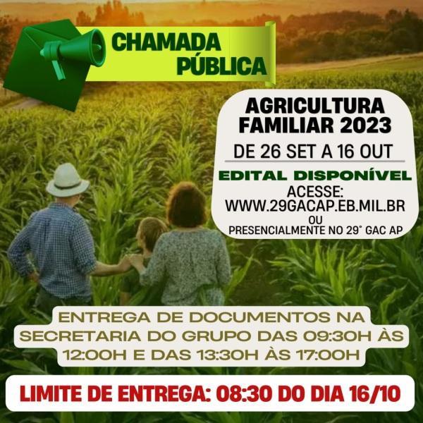29° GAC abre chamada pública para compra de alimentos da agricultura familiar