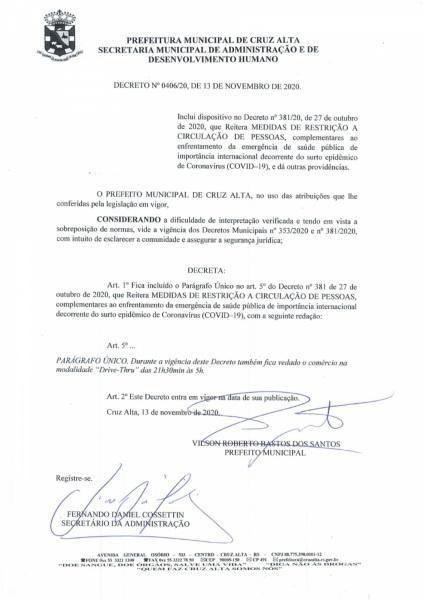 Administração Municipal altera decreto do Toque de Recolher