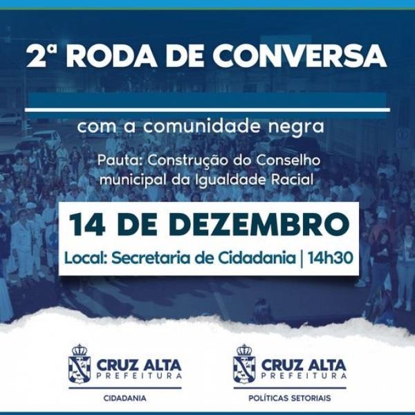 2ª RODA DE CONVERSA COM A COMUNIDADE NEGRA NESTA QUINTA-FEIRA