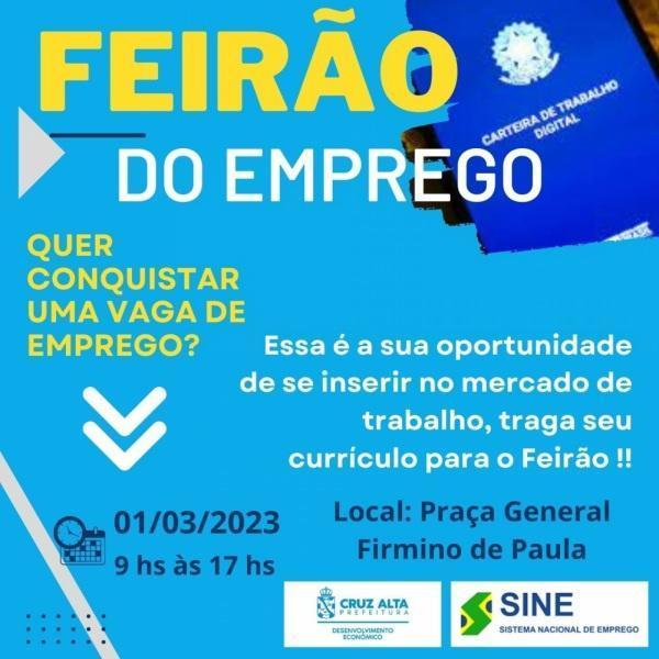 Dez empresas já fazem parte do 1º Feirão de Empregos de Cruz Alta