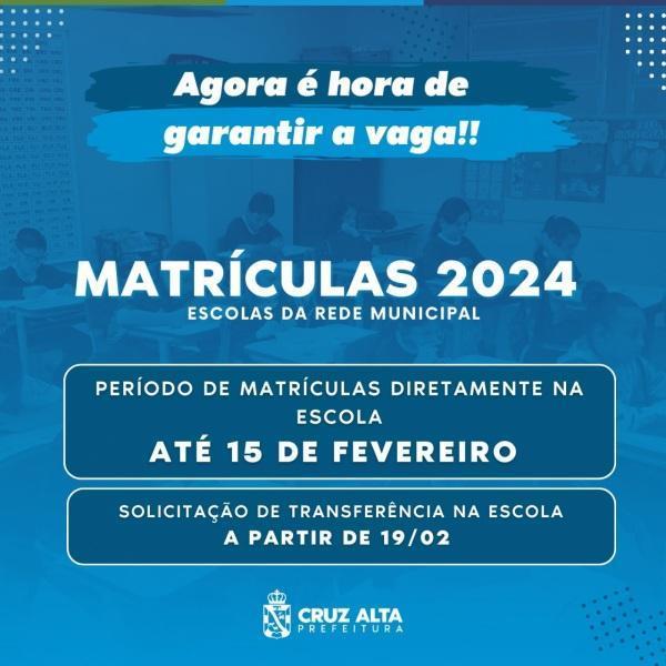 ATÉ HOJE: O prazo para a efetivação da matrícula na rede municipal de ensino