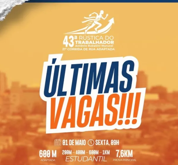 ÚLTIMAS VAGAS> Para a 43ª Rústica do Trabalhador em Cruz Alta