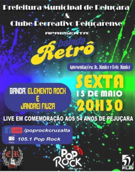Live beneficente Balara Retro, será realizada nesta sexta-feira em Pejuçara