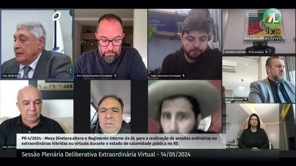 Em sessão virtual, Assembleia Legislativa aprova estado de calamidade no RS