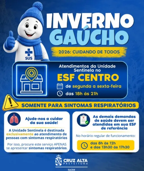 GRIPE NO INVERNO> Unidade Sentinela da ESF Centro atende das 18h às 21h