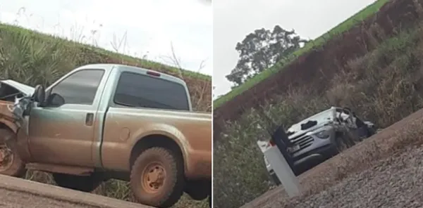 Motorista fica ferido em colisão entre caminhonetes na RSC-377, em Cruz Alta
