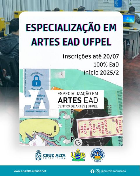 PRORROGADAS> Inscrições para curso de Artes da UAB vão até 20 de julho