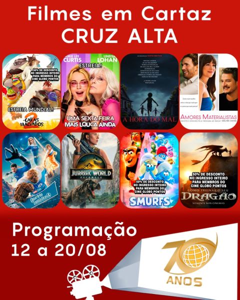 CINEMA: Confira os filmes em Cartaz neste sábado em Cruz Alta