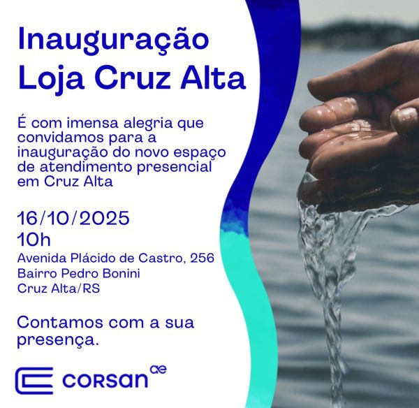 Corsan inaugura hoje nova loja de atendimento para a população de Cruz Alta