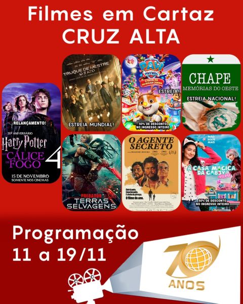CINEMA: Confira os filmes em Cartaz neste sábado em Cruz Alta