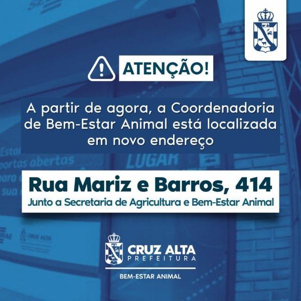 Coordenadoria de Bem-estar Animal de Cruz Alta está em novo endereço