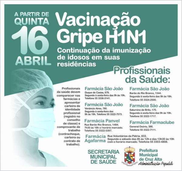 Administração Municipal retoma amanhã (16) vacinação contra gripe