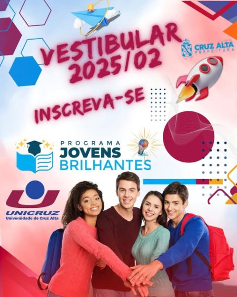 BOA NOTÍCIA!> Cruz Alta abre inscrições para o Programa Jovens Brilhantes 2025