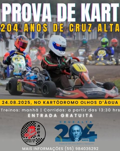 Prova de kart celebra 204 anos de Cruz Alta no Kartódromo Olhos D’Água