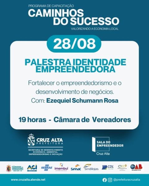 Cruz Alta terá palestra sobre identidade empreendedora no dia 28