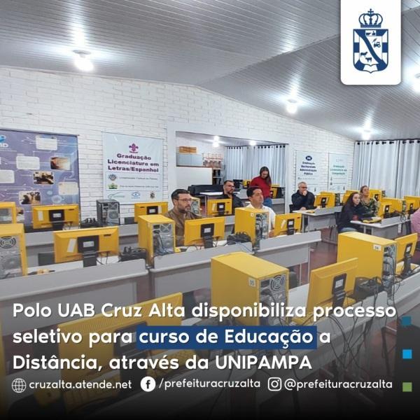 ATÉ QUINTA DIA 18: Polo UAB Cruz Alta tem inscrições para processo seletivo