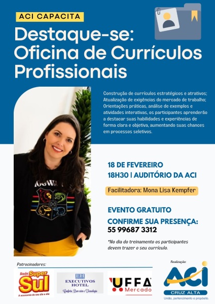 TERÇA> ACI Cruz Alta promove workshop gratuito sobre construção de currículos