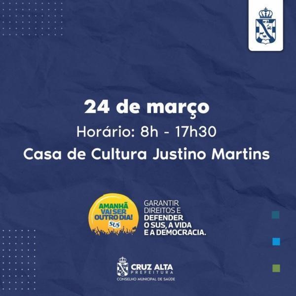 Cruz Alta realizará na próxima semana a 9ª Conferência municipal de Saúde