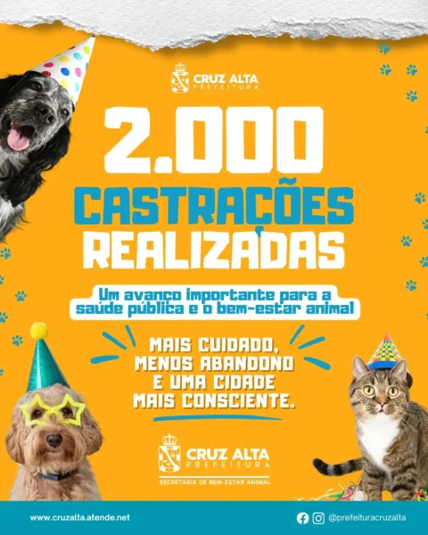 Centro de Bem-Estar Animal ultrapassa 2 mil castrações em Cruz Alta