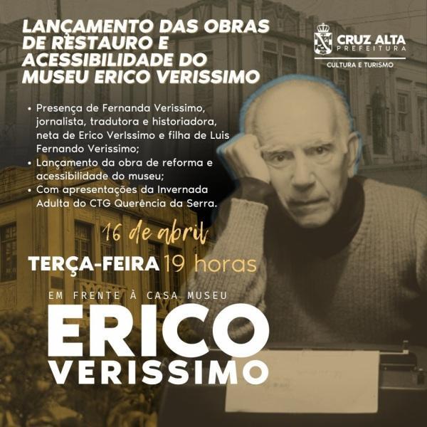 É HOJE ÀS 19H: o lançamento de projeto de Restauro do Museu Erico Verissimo 