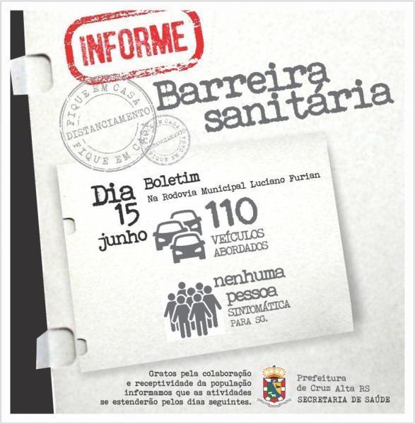 Barreiras Sanitárias seguem sendo realizadas em Cruz Alta