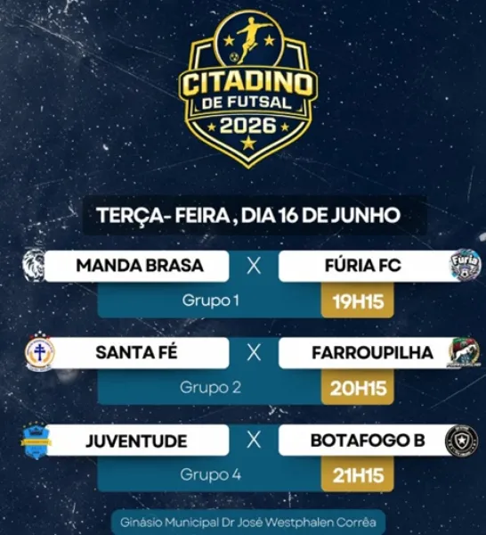 GINÁSIO MUNICIPAL> Citadino de Futsal terá três jogos nesta terça-feira