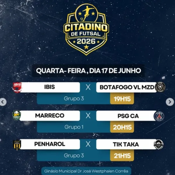 FUTSAL NO GINÁSIO> Citadino de Futsal terá três partidas nesta quarta-feira
