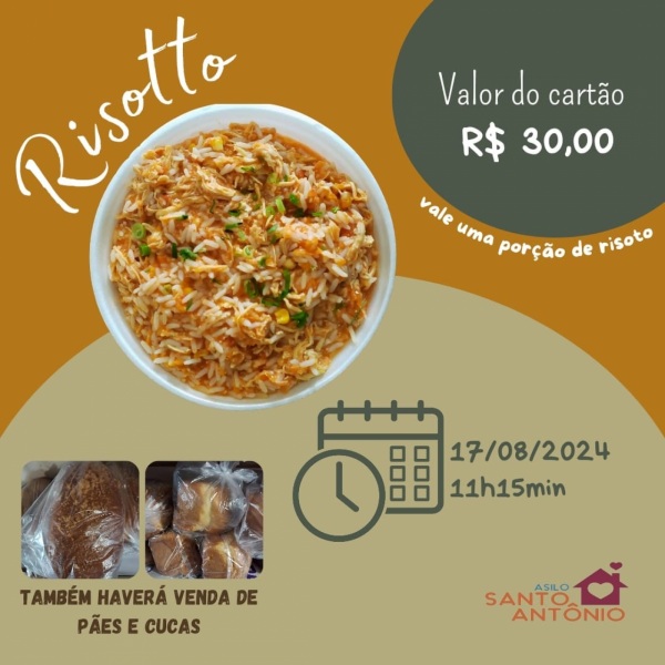 HOJE> Risoto Beneficente do Asilo Santo Antônio em Cruz Alta 