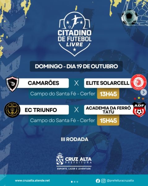Citadino de Futebol tem rodada hoje em três campos de Cruz Alta