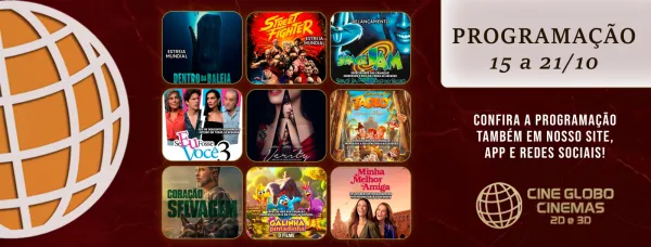 CINEMA> Confira os filmes em Cartaz neste sábado no Cine Globo em Cruz Alta