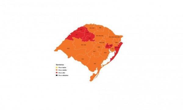 Mapa da 28ª rodada do Distanciamento Controlado tem sete regiões em vermelho