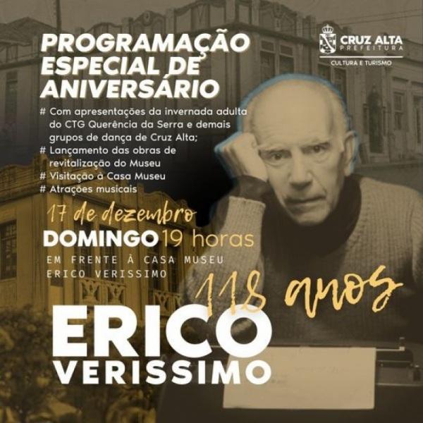 Domingo com programação especial em frente à Casa Museu Erico Verissimo