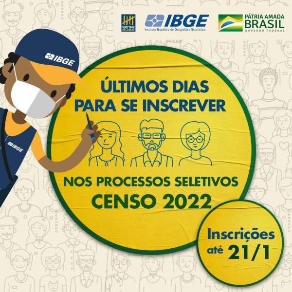 Últimos dias para se inscrever no processo seletivo para o Censo 2022